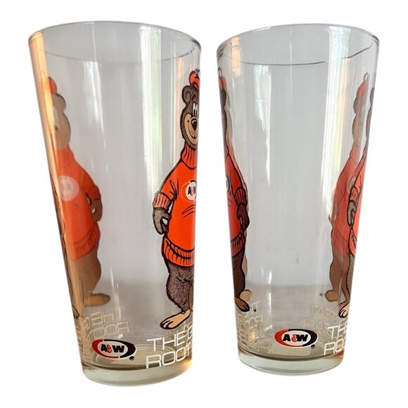 Vintage A&W Root Bear Glasses Set Of 2 1970's 16 oz - Picture 2 of 7